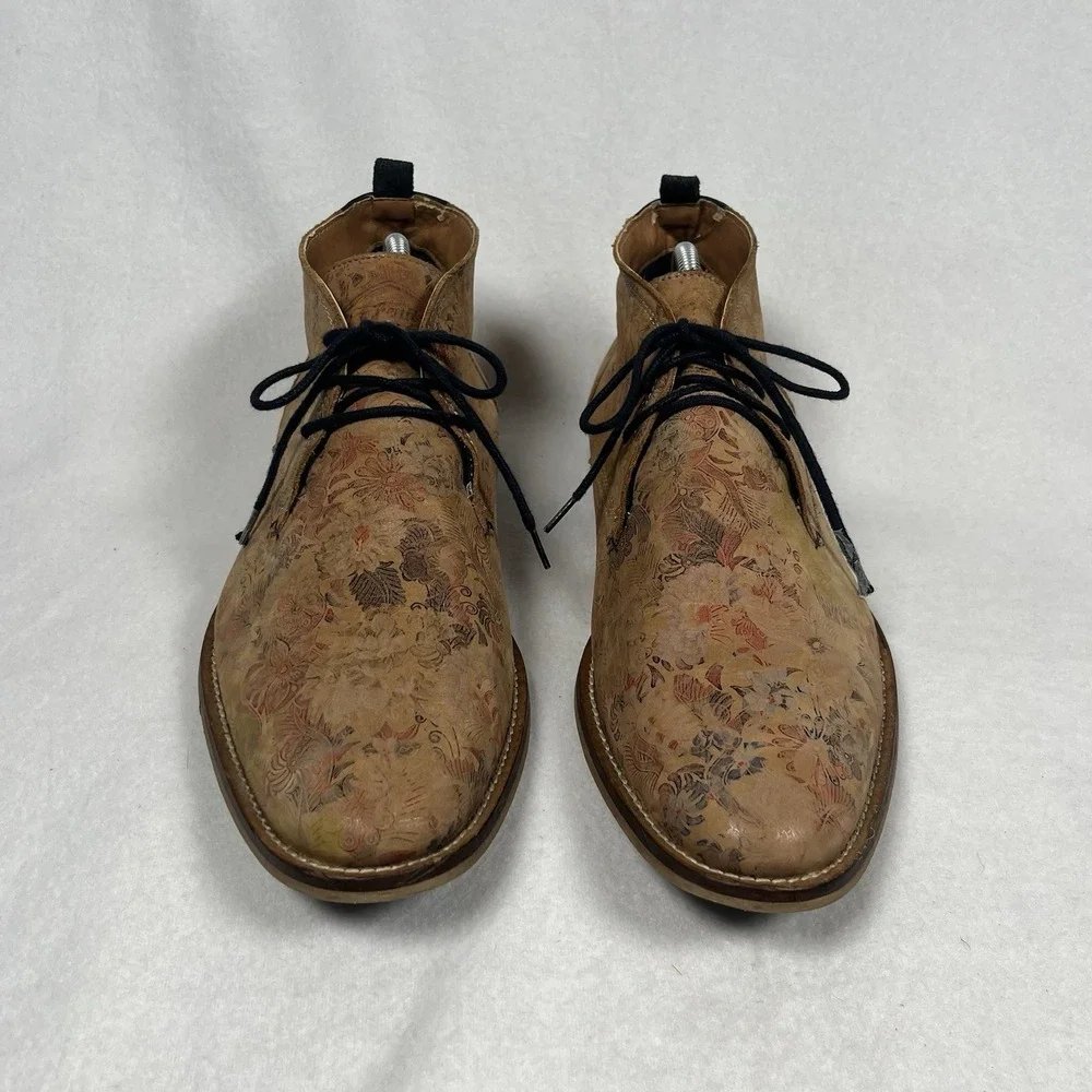 RARE Steve Madden Men Soft Leather Dress Shoe Chukka Boot Floral Ltd‎  Blade-f